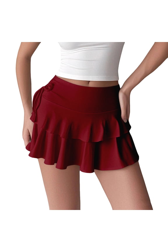 Pleated Mini Skirts for Women Casual Micro Y2K Flowy High Waisted Skirt Layered Ruffle Short Skirts Cheer Skirt