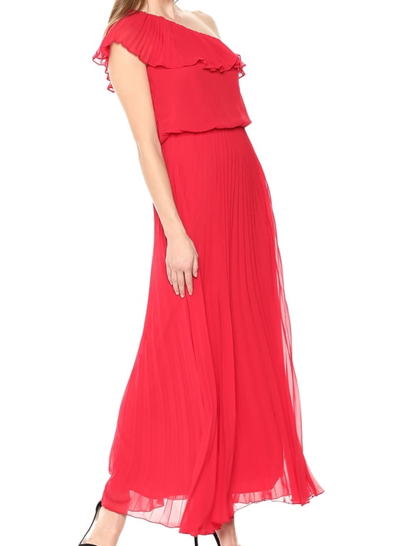 Pleated One Shoulder Ruffle Women's Maxi Dress 4
