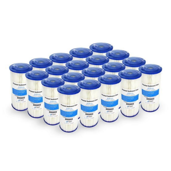 Pleated Poly Water Filter Cartridge 10x4.5" 50 Micron 20 Pack