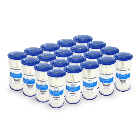 Pleated Poly Water Filter Cartridge 10x4.5" 50 Micron 20 Pack