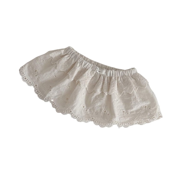 Pleated Princess Skirt Tulle Skirt for Girls Cotton Costume Girl Clothes Lace Embroidered Skirt