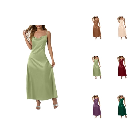 Pleated Satin Maxi Dresses for Women - Long Sleeve Flowy Dress with Elegant Design, Formal Evening Dresses for Women 2026 Gala Party Bridal Shower Dress