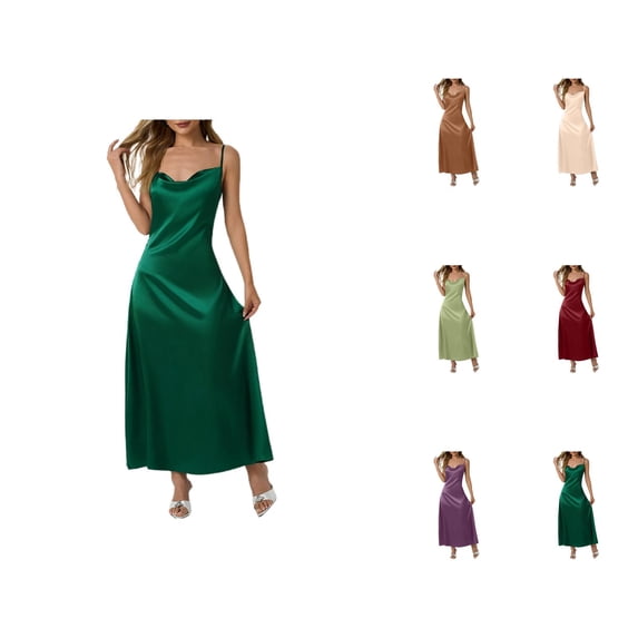 Pleated Satin Maxi Dresses for Women - Long Sleeve Flowy Dress with Elegant Design, Formal Evening Dresses for Women 2026 Gala Party Bridal Shower Dress