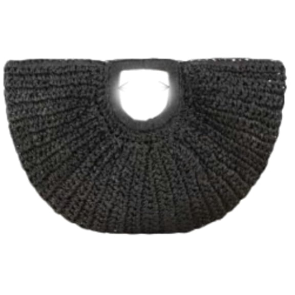 Pleated Semi-Circle Solid Color Rattan Handbag Large Capacity Woven Straw Tote Purse Womens Beach Travel Vacation Bag