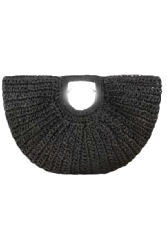 Pleated Semi-Circle Solid Color Rattan Handbag Large Capacity Woven Straw Tote Purse Womens Beach Travel Vacation Bag