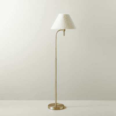 Pleated Shade Metal Floor Lamp Cream/Brass (Includes LED Light Bulb) - Hearth - Walmart.com