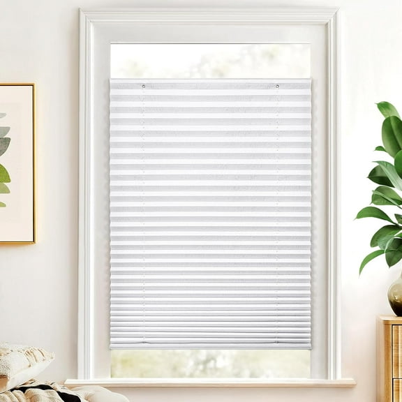 Pleated Shades with Suction Cups, Light Filtering Top Down Bottom Up, White