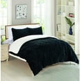 thumbnail image 1 of Pleated Sherpa Comforter Set 3-Piece Reversible Comforter Set King/Cal King Black, 1 of 4