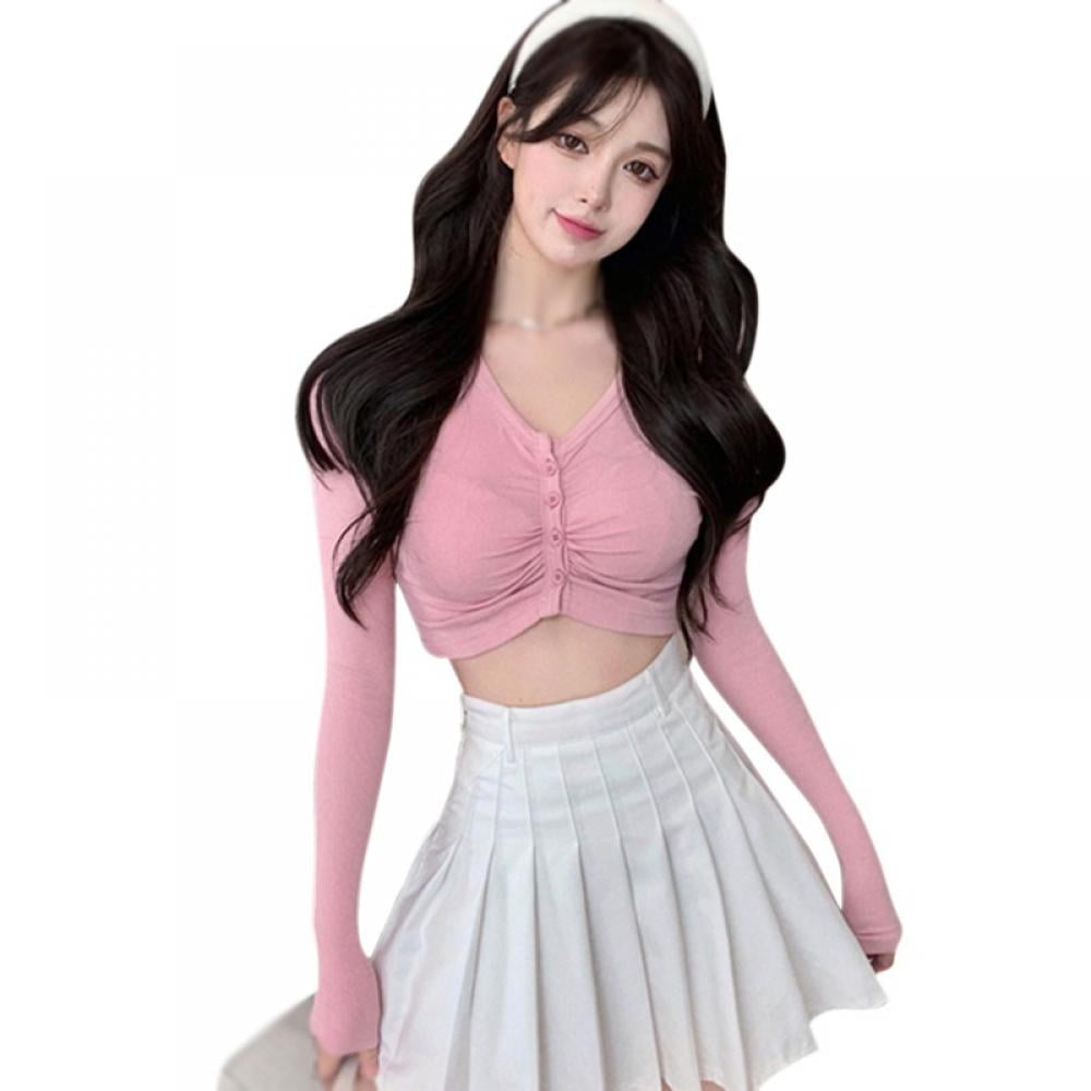 Women Girls Korean New Style T-shirt Fashion Spring Fall Long Sleeve Loose  Tops
