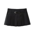thumbnail image 1 of Pleated Shorts Skirts for Women, With Belt,Side Zipper, Mid Waist, Female Skort,Fashion, 1 of 10