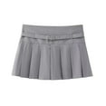 thumbnail image 1 of Pleated Shorts Skirts for Women, With Belt,Side Zipper, Mid Waist, Female Skort,Fashion, 1 of 10