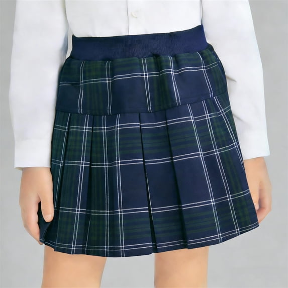 Pleated Skirt For Girls Plaid School Uniform Skirt Preppy Back To School Style For Classroom Ceremony Performance And Daily Wear Choir Concert Ready Navy 2-3 Years