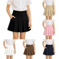 thumbnail image 1 of Pleated Skirt for Girls School Uniform Skirt Girls Pleated High Waist Stretch Casual Skirt with Pockets for Summer Wear Versatile School Outfit for Ages 5 to 14 Brown 7 Years,11 Years,Black, 1 of 8