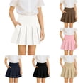 thumbnail image 1 of Pleated Skirt for Girls School Uniform Skirt Girls Pleated High Waist Stretch Casual Skirt with Pockets for Summer Wear Versatile School Outfit for Ages 5 to 14 Brown 7 Years,11 Years,White, 1 of 8