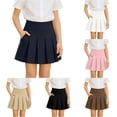 thumbnail image 1 of Pleated Skirt for Girls School Uniform Skirt Girls Pleated High Waist Stretch Casual Skirt with Pockets for Summer Wear Versatile School Outfit for Ages 5 to 14 Brown 7 Years,5T,Navy, 1 of 7