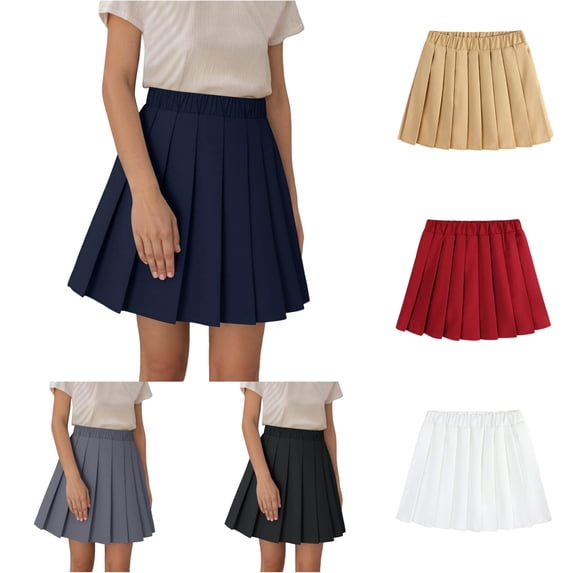 Pleated Skirt for Girls School Uniform Skirt Girls Summer Fashion Pleated Slim Skirt for Girls Casual Waist Skirt with Elastic Waistline School Wear Blue 4-5 Years