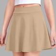 thumbnail image 1 of Pleated Skirt For Girls Solid School Uniform Skirt Elastic Waist Preppy Back To School Style For Classroom Recital And Daily Wear Polished Uniform Style Khaki 7-8 Years, 1 of 8