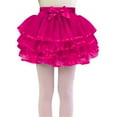 thumbnail image 1 of Pleated Skirt for Girls Bowknot Ruffle Soild Color Print Tulle Tiered Princess Party Layered Kids Dress(130 4-5 Years,Hot Pink), 1 of 4