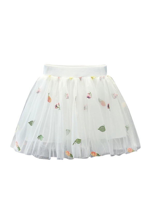 Pleated Skirts for Girls Girls Layered Tutus, Kids Dance Skirts Tiered Princess Skirt Fashion Embroider Short Skirts Toddler Girl Tutus Skirt White 1Y