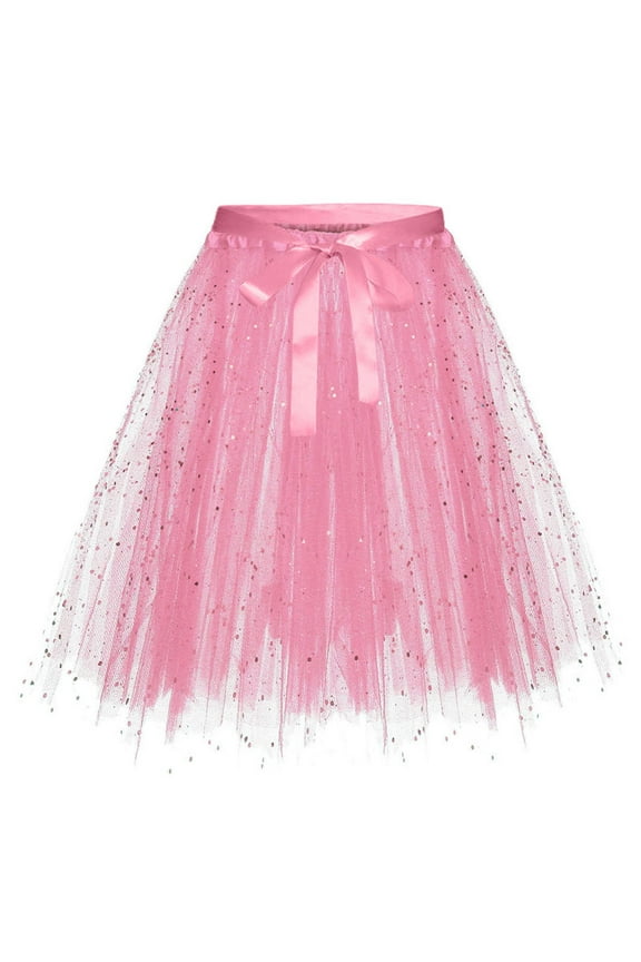 Pleated Skirts for Girls School Uniform Girls Sparkly Tulles Skirt, Layered Mesh Dance Skirts for Teen Girls, Birthday Dance Princess Half Skirts Baby Skirts for Girls S