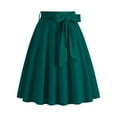 thumbnail image 1 of Amvlyk Pleated Skirts for Women Solid Color High Waist Tie Waist Mid-Length Skirt Summer Cool Trendy A-Line Skirt Fashion Ruffle Flowy Skirt for Date Casual Going Out Party Walking Work, 1 of 4