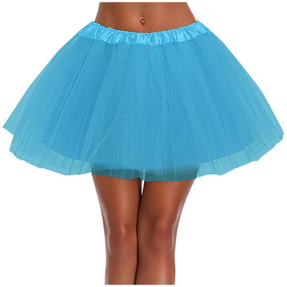 Pleated Skirts for Women Tutu Skirt, Womens Tulle Short Skirt Ladies Adult Lined Puffy Skirt Solid Elastic Waist Weekend Wear Party Outfits Ballet Dance