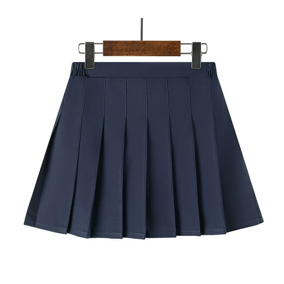 Pleated Skirts for Teens Girls with Lining Cotton Elastic Waisted Solid Color Juniors Kids School Uniform Mini Skirt 9-16Y Summer