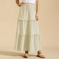 thumbnail image 1 of Pleated Skirts for Women Elastic Waist Drawstring Tiered A-Line Maxi Skirt Lightweight Casual Party Travel Beach Skirt, 1 of 9