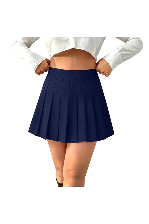 Pleated Skirts for Women High Waist A-Line Mini Tennis Skater Skirt Cosplay Cheer Casual Basic Skirts for Thanksgiving Day Christmas
