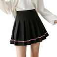 thumbnail image 1 of Pleated Skirts for Women High Waist School Uniform Mini Skirt with Built-in Short (Black XL), 1 of 4