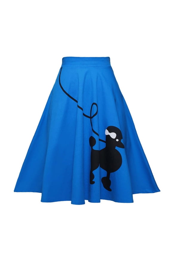 Pleated Skirts for Women Poodle Print Costume 2026 Summer Stylish High Waist Skirt Swing Party A Line Womens Skirts Blue XL