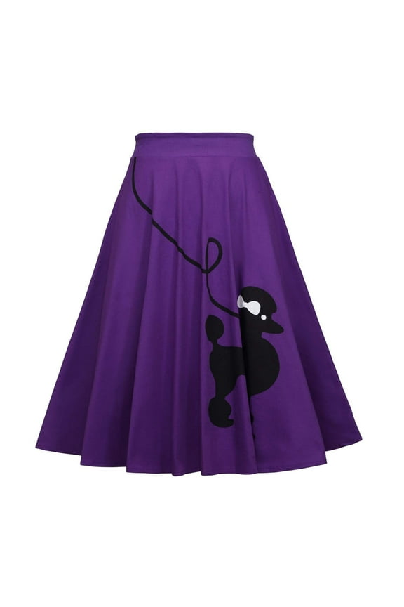 Pleated Skirts for Women Poodle Print Costume 2026 Summer Stylish High Waist Skirt Swing Party A Line Womens Skirts Purple L