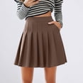thumbnail image 1 of Pleated Skirts for Women Stretch Pockets Casual A Line Mini Skirt Summer Daily Wear Comfortable Flowy Feminine Bottoms Coffee L, 1 of 7