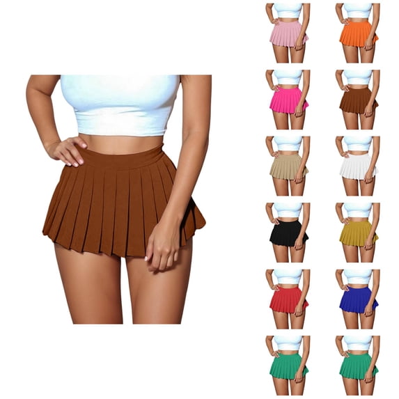 Pleated Skirts for Women Y2k High Waisted A Line Micro Mini Skirt Cheerleader Skirts