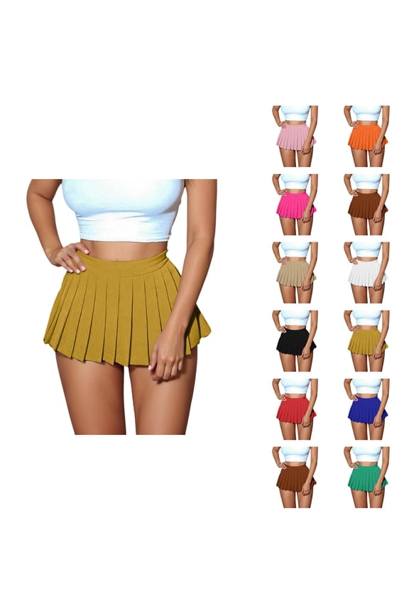 Pleated Skirts for Women Y2k High Waisted A Line Micro Mini Skirt Cheerleader Skirts