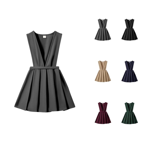 Pleated Suspender School Dress – Preppy Uniform Gown Ages 2-9, Back-to-School Essential, Classic Coordination with Pink Dress for Girls Looks