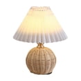 thumbnail image 1 of Pleated Table Lamp, Modern Simple Rattan Metal Base Bedside Lamp with Lampshade Desk Light for Bedroom Decor, 1 of 5