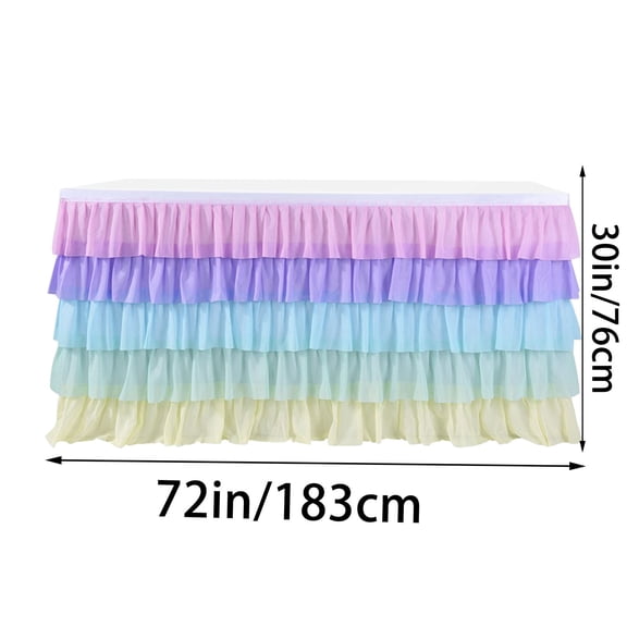 Pleated Tablecloth 5-Layer Pleated Tablecloth 6FT Party Banquet Table Cover Multi-layer Ruffle Design Washable Fabric Table Decor for Various Table Shapes 6ft Tablecloth