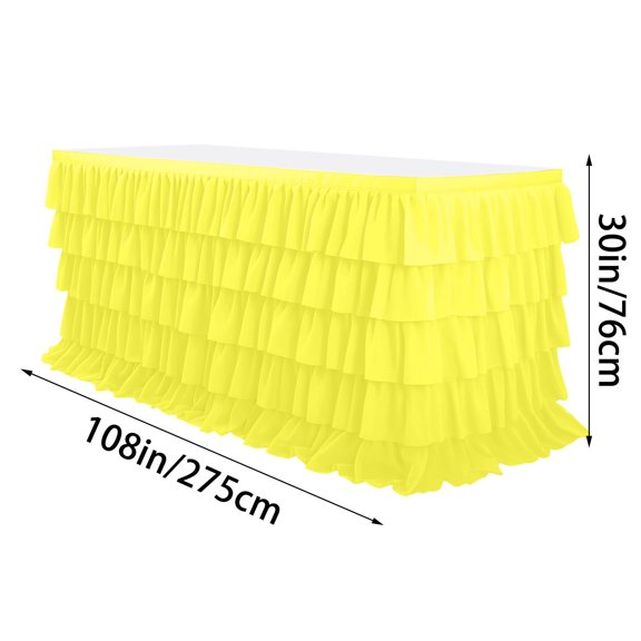 Pleated Tablecloth 5-Layer Pleated Tablecloth 9FT Large Party Banquet Table Cover Multi-tier Ruffle Design Durable Fabric Table Decor for Various Table Sizes and Shapes 9ft Tablecloth