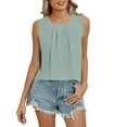 thumbnail image 1 of Pleated Tank Tops for Women Sleeveless Casual Crewneck Beach Shirts Summer Loose Vacation Blouse Fashion Solid Color Tops, 1 of 4