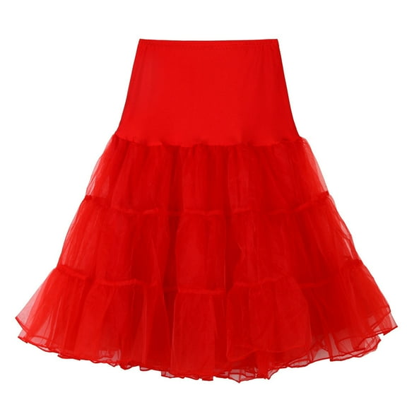 Pleated Tennis Skirt with Shorts New Tutus Skirts for Women Tulles Midi Knee Length Skirt Dress Adult High Waisted A-Line Mesh Layered Skirt Red S