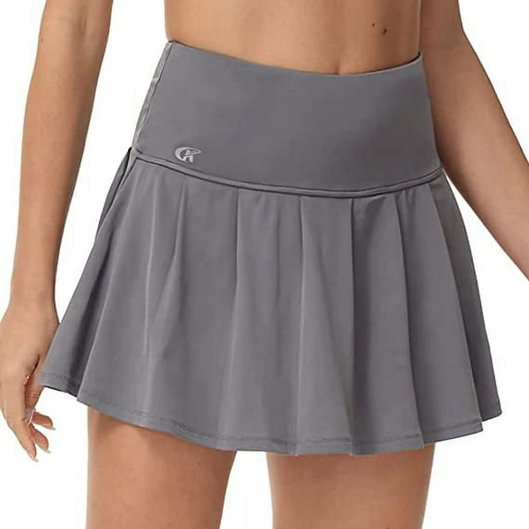 Golf Skort Grey Running Skirt Pleated Tennis Skirt For Women With