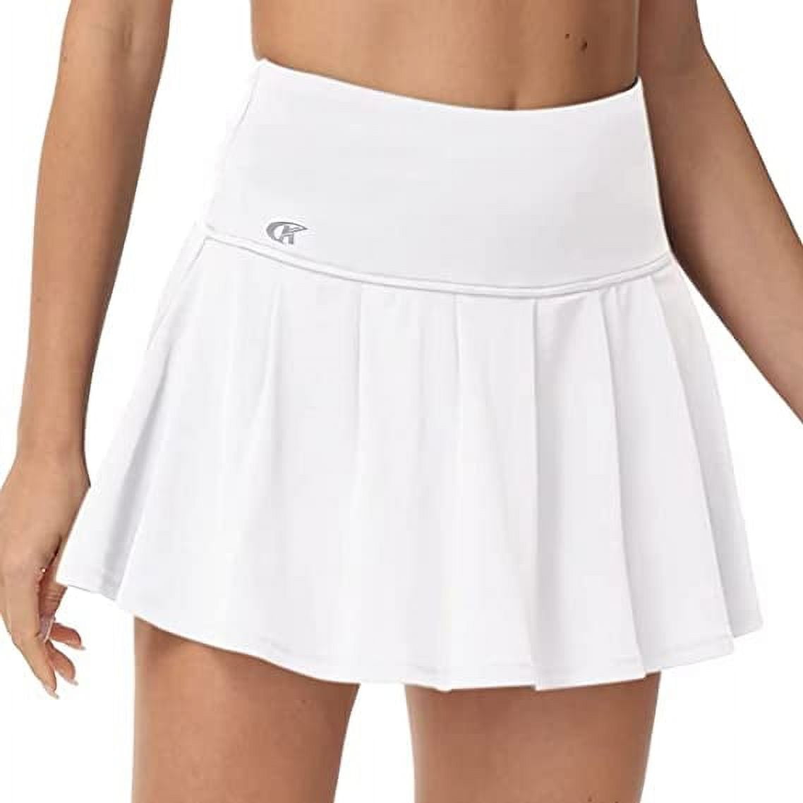 レディースウェア HYPEGOLF WOMEN PLEATED SKIRT WHITE Pleated Tennis Skirt for Women with 4 Pockets Women's High Waisted