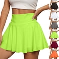 thumbnail image 1 of Pleated Tennis Skirt for Women with 4 Pockets Women's High Waisted Athletic Golf Skorts Skirts for Running Casual Fluorescent Green XL, 1 of 9