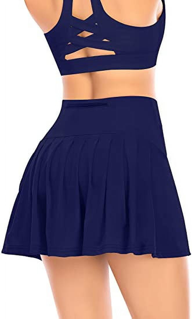Pleated Tennis Skirts for Women with Pockets Shorts Athletic Golf Skorts  Activewear Running Workout Sports Skirt (Black,Small) 