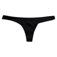 thumbnail image 1 of Pleated Thong Bikini Bottom High Cut Brazilian Cheeky Swimsuit Low Rise Solid Bathing Suit Bottom Black 2XL, 1 of 2