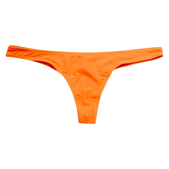 Pleated Thong Bikini Bottom High Cut Brazilian Cheeky Swimsuit Low Rise Solid Bathing Suit Bottom Orange 5XL