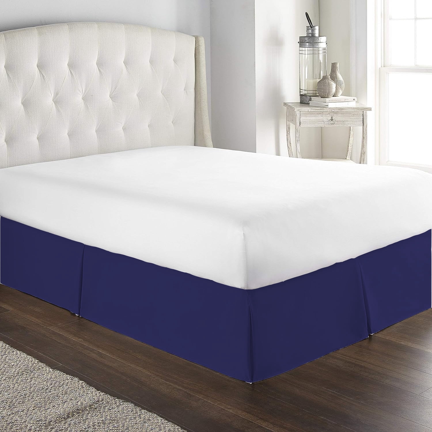 Pleated Bed Skirt - Box Pleated Microfiber Split Corner Bed Skirt ...
