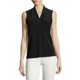 thumbnail image 1 of Anne Klein womens  Solid Triple Pleat Top, m, Black, 1 of 2