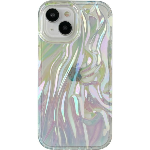 Pleated Water Ripple Chrome Plating Electroplated Wave Pattern Soft Compatible with iPhone Case (Clear,iPhone 15 Pro Max)